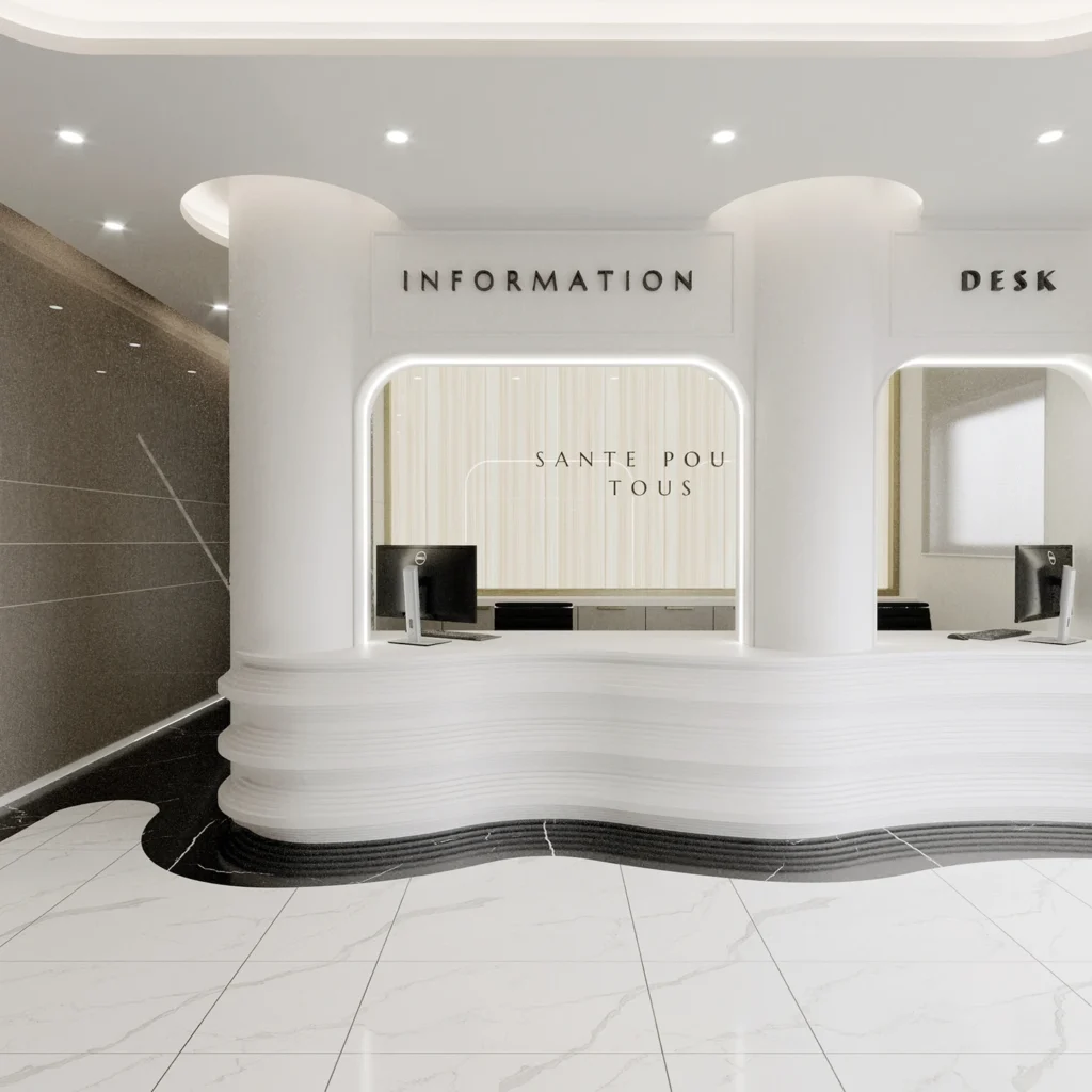 Constructing a clinic reception area Interior Design with detail-oriented Fitout Work that maximizes comfort and functionality.
