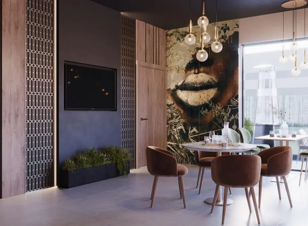 Elegant dining ambiance encapsulating the rich design heritage of Dubai.