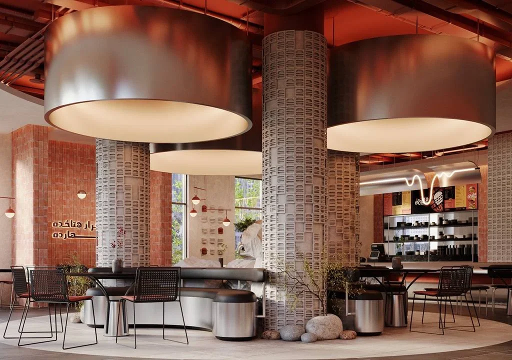 Industrial Vogue in Chic Dubai Restaurant Interior Design.