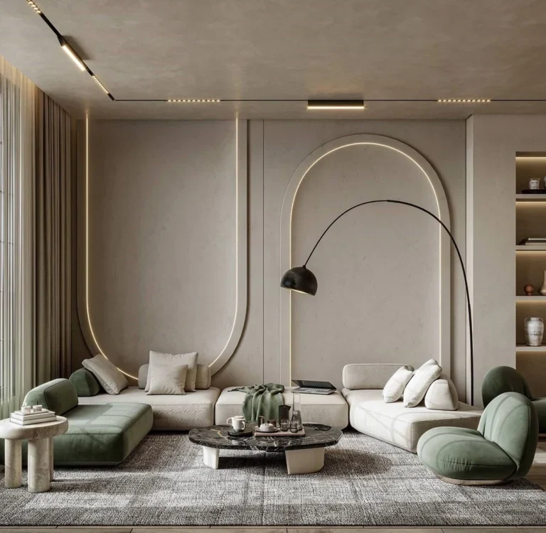 Modern elegance in Villa Living Room Interior Design ideas, Dubai.