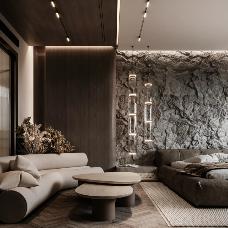 dubai villa living room decor with white sofa