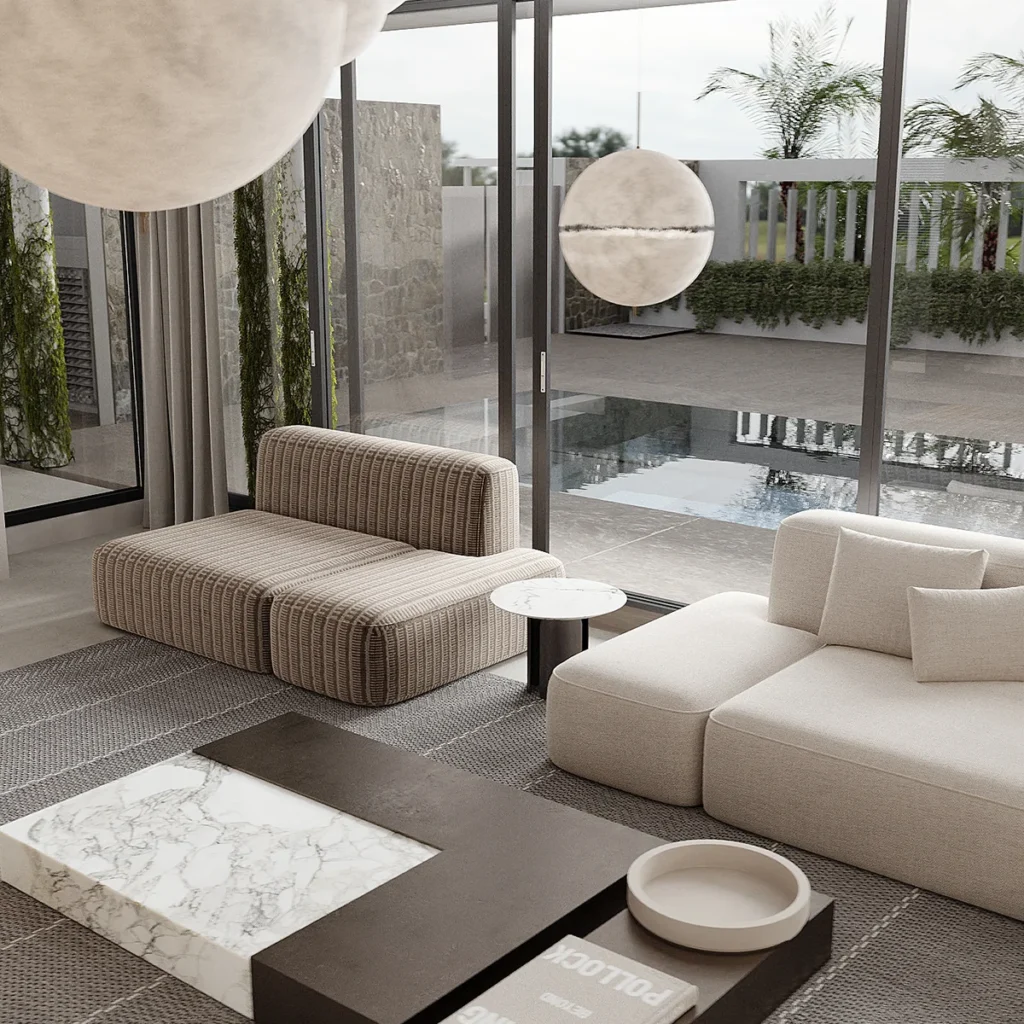 villa interior TV Lounge with outer space design Dubai