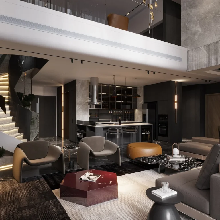 modern penthouse interior of living Space