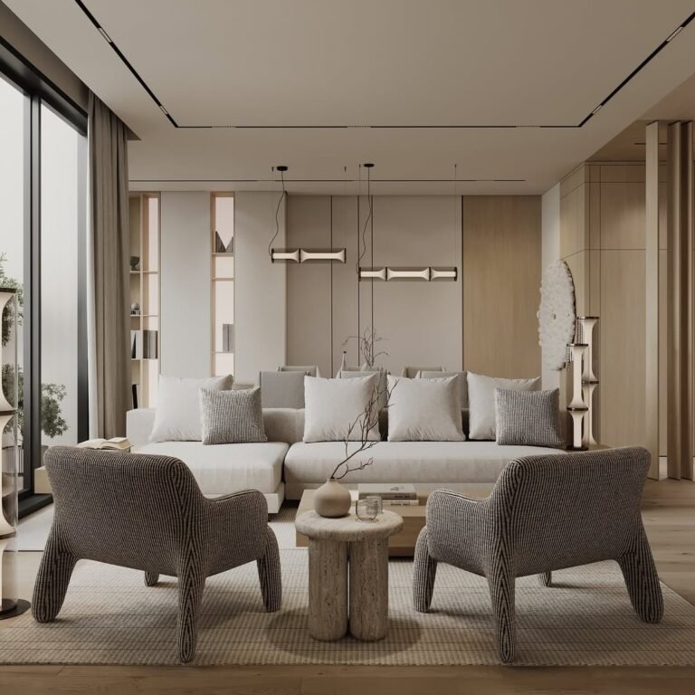 wooden theme apartment interior design in dubai